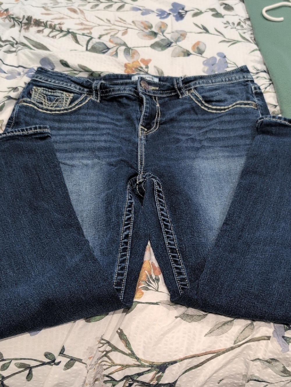 Vigoss Dark Blue Flare Jeans with Contrast Stitching
